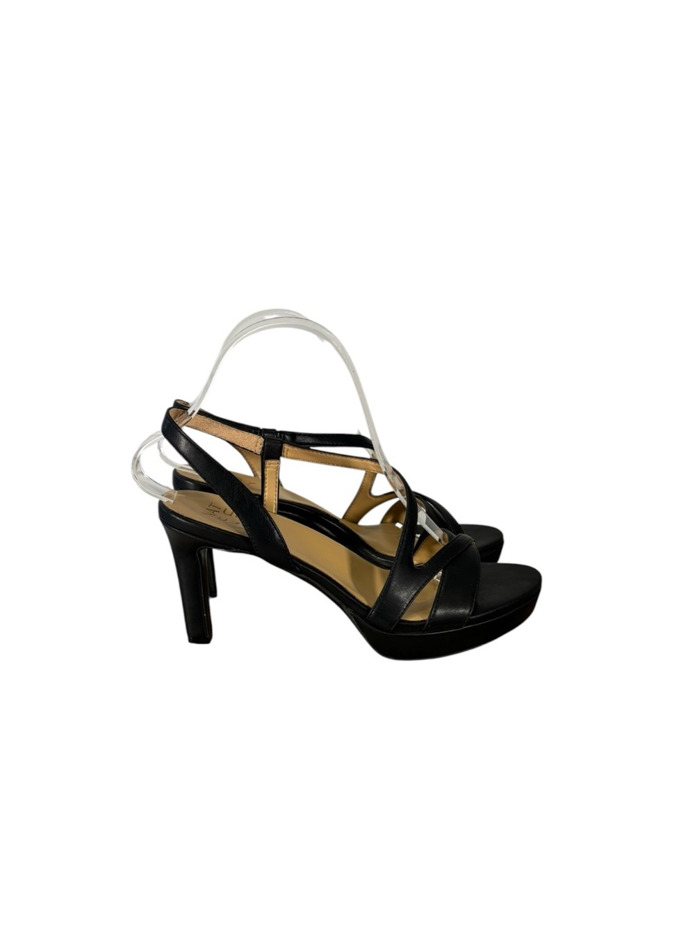 Naturalizer Abby Women 8.5M Black Strappy Platform Heels Slingback Sandals